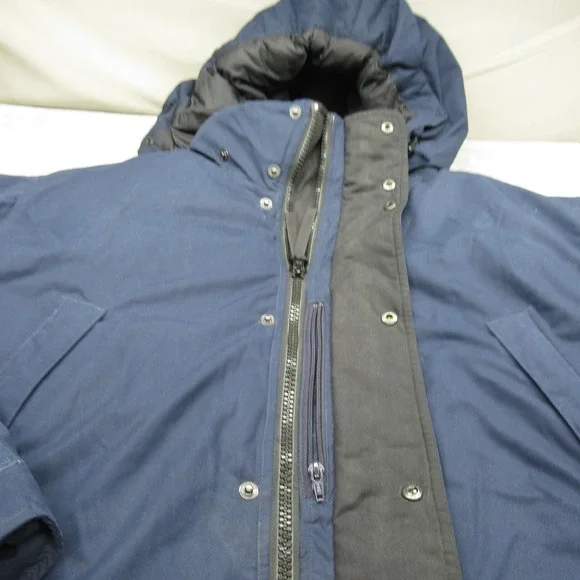 Eddie Bauer Down Jacket Mens XL‎ Tall Blue Hooded Insulated Wool Blend Full Zip
